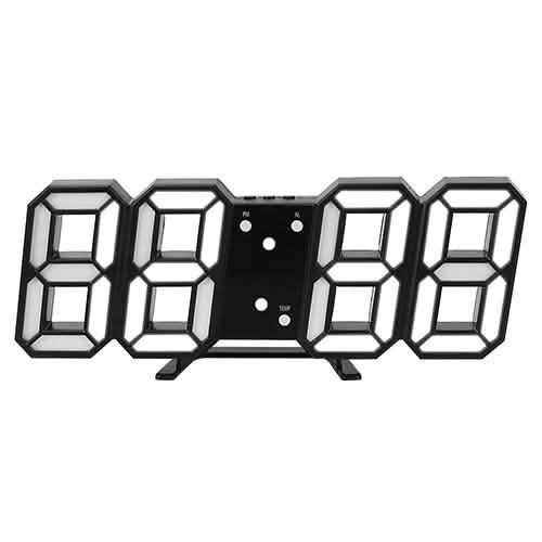 3D LED Digital Wall Clock Household Appliances Black White - DailySale