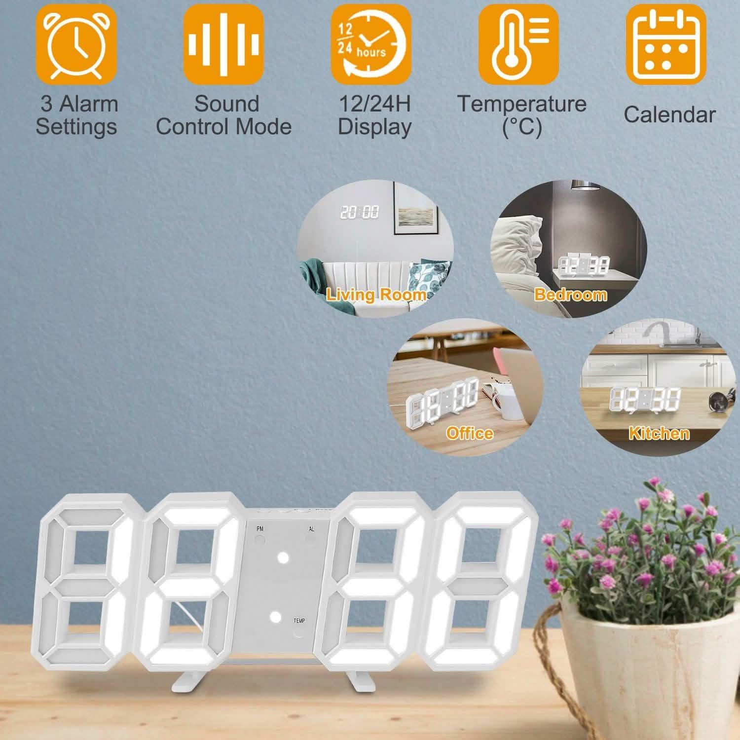 3D LED Digital Wall Clock Household Appliances - DailySale
