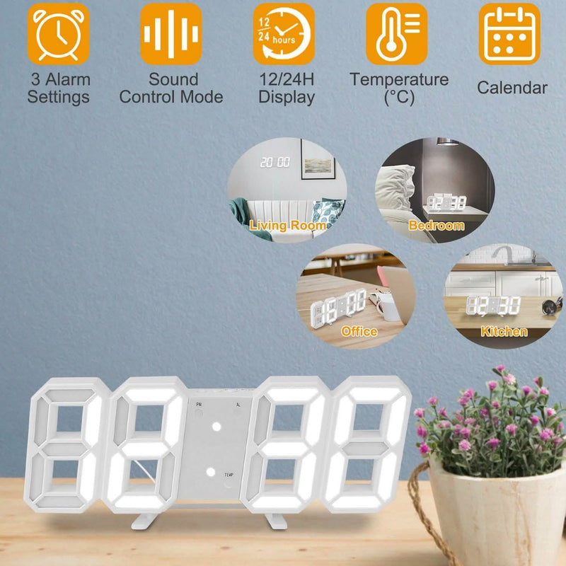 3D LED Digital Wall Clock Household Appliances - DailySale