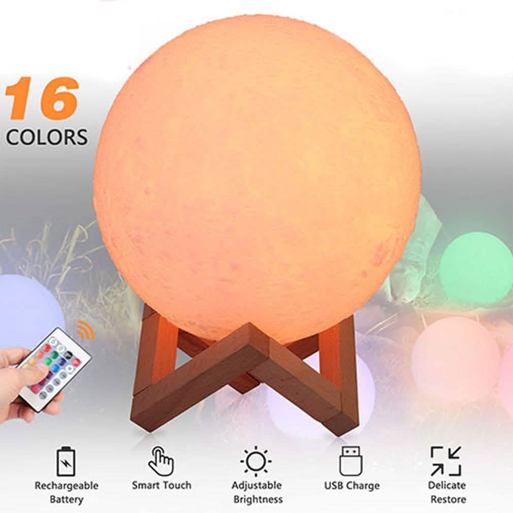 3D Printed Night Light Moon Lamp Home Lighting - DailySale