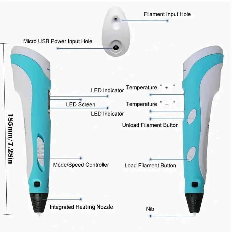 3D Printing Pen With Display - Includes 3D Pen Arts & Crafts - DailySale