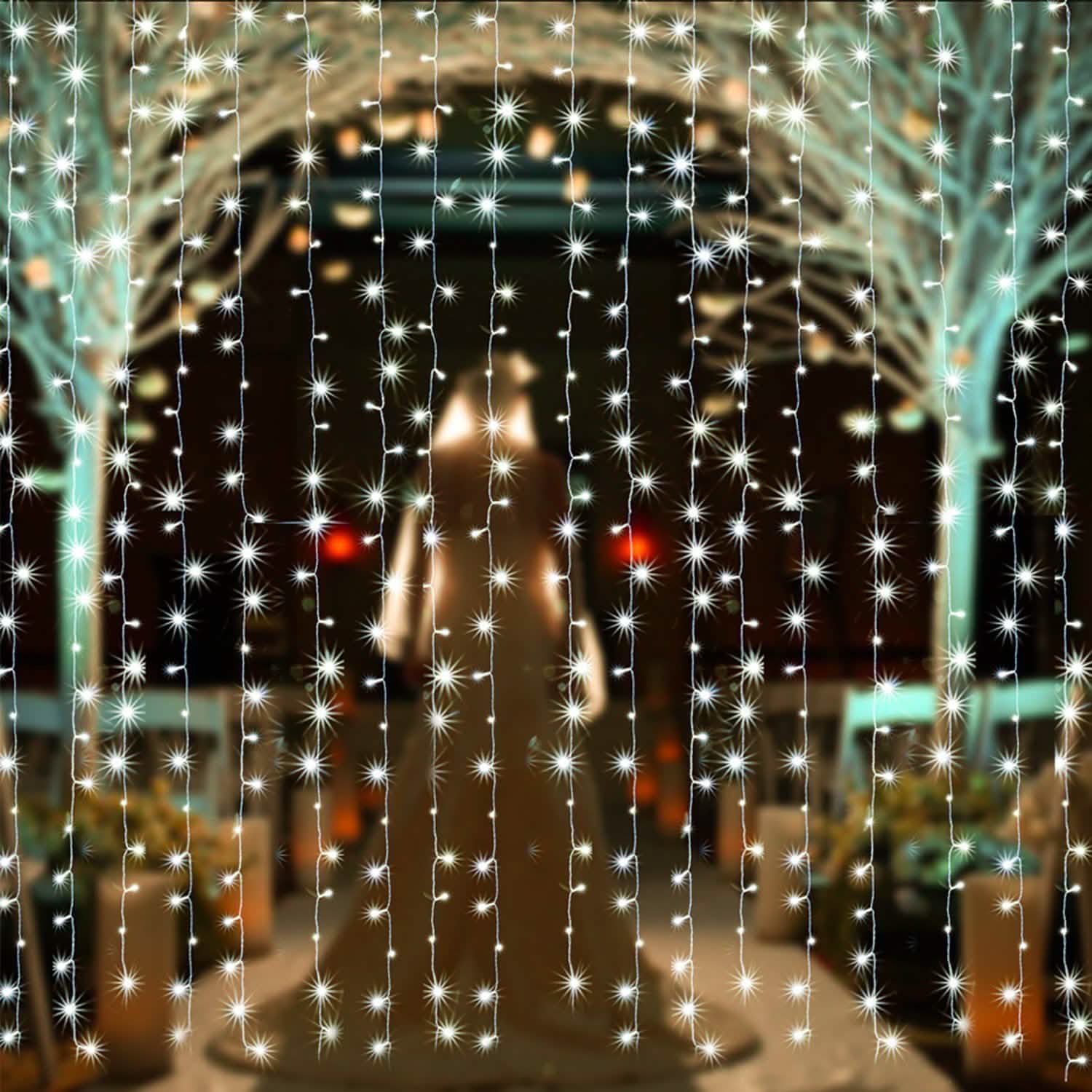 3m x 2m Cool White Waterproof Curtain Fairy String Lights with 8 Modes Outdoor Lighting - DailySale