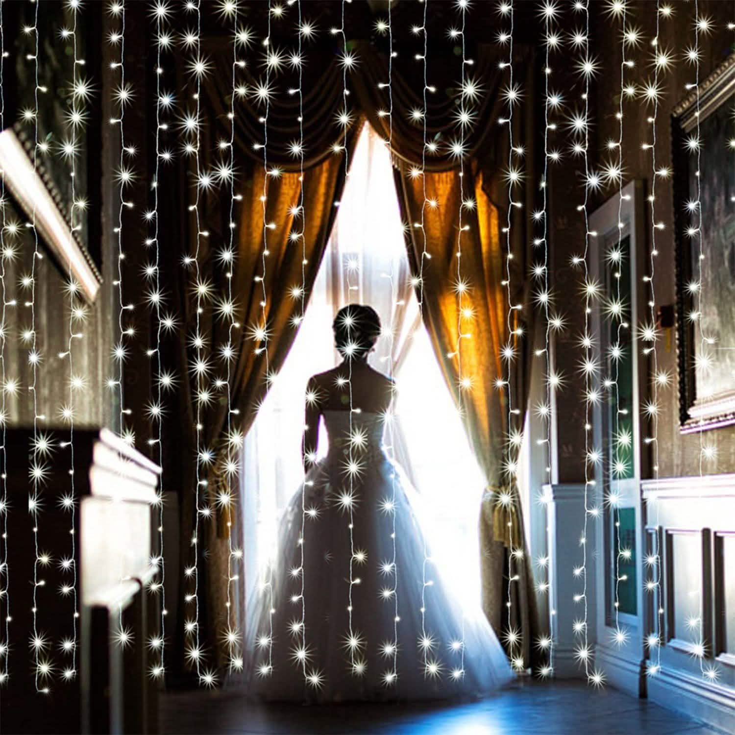 3m x 2m Cool White Waterproof Curtain Fairy String Lights with 8 Modes Outdoor Lighting - DailySale