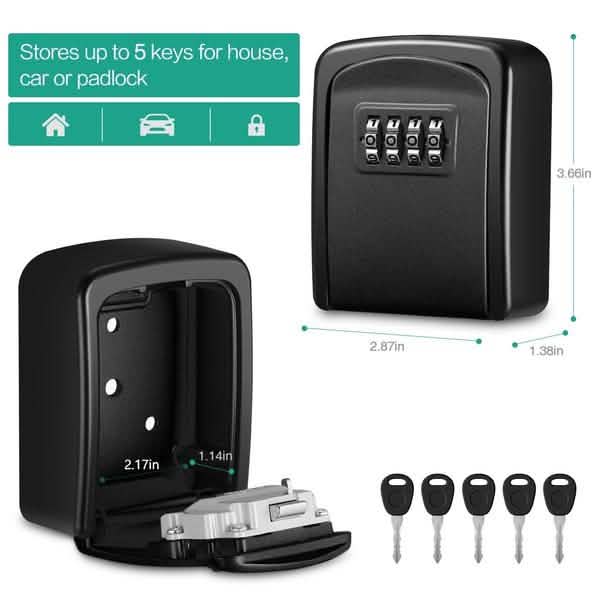 4-Digit Combination Password Wall Mounted Key Storage Lock Box Closet & Storage - DailySale