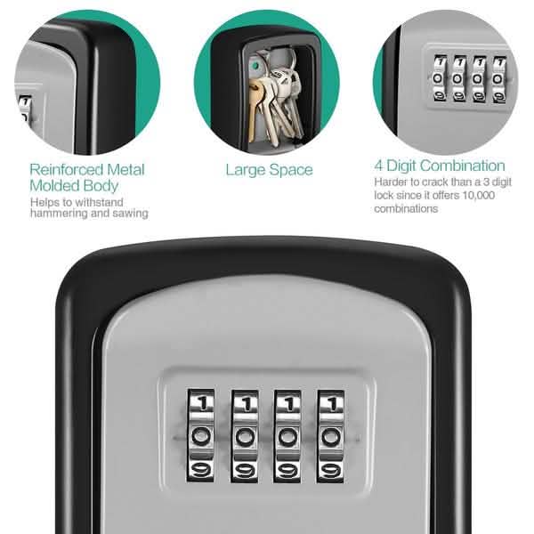 4-Digit Combination Password Wall Mounted Key Storage Lock Box Closet & Storage - DailySale