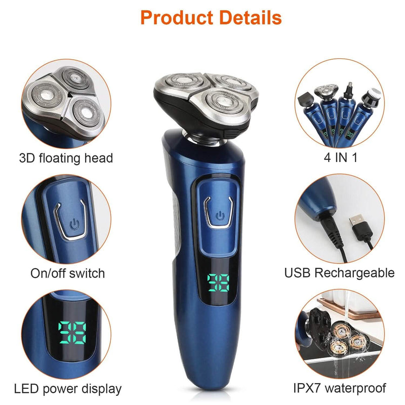 4-In-1 Electric Razor Shaver Rechargeable Cordless Men's Grooming - DailySale