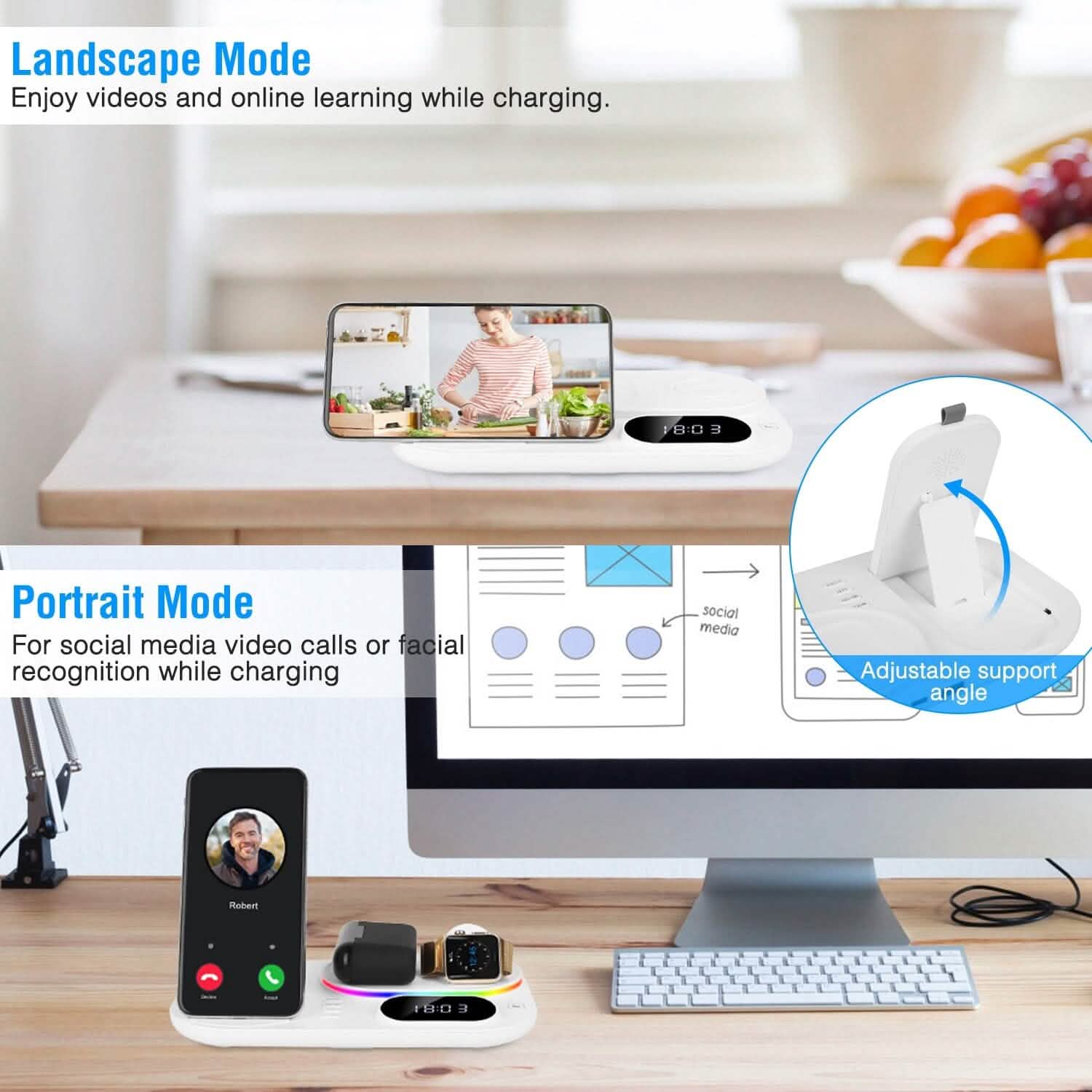 4-in-1 Foldable Wireless Charging Station Stand Dock Mobile Accessories - DailySale