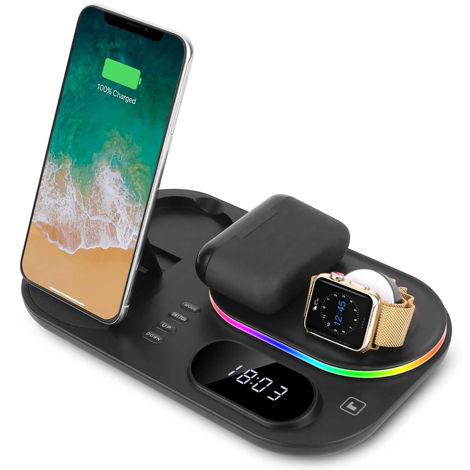 4-in-1 Foldable Wireless Charging Station Stand Dock Mobile Accessories - DailySale