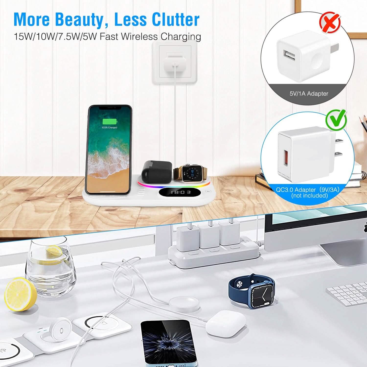 4-in-1 Foldable Wireless Charging Station Stand Dock Mobile Accessories - DailySale