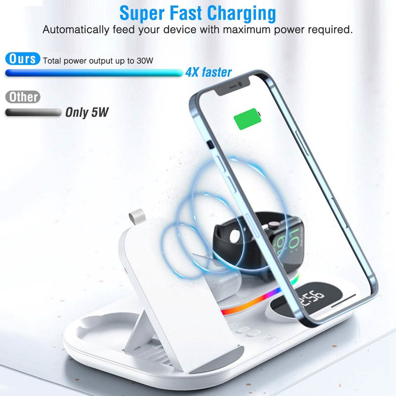 4-in-1 Foldable Wireless Charging Station Stand Dock Mobile Accessories - DailySale