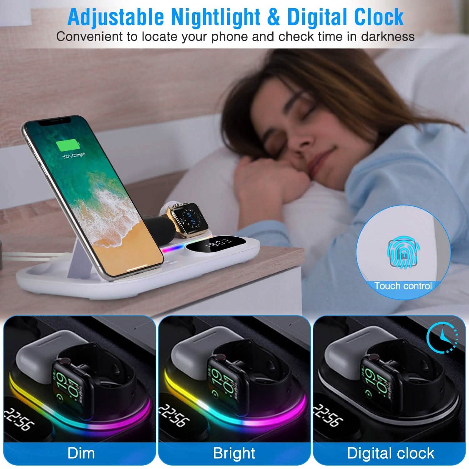 4-in-1 Foldable Wireless Charging Station Stand Dock Mobile Accessories - DailySale