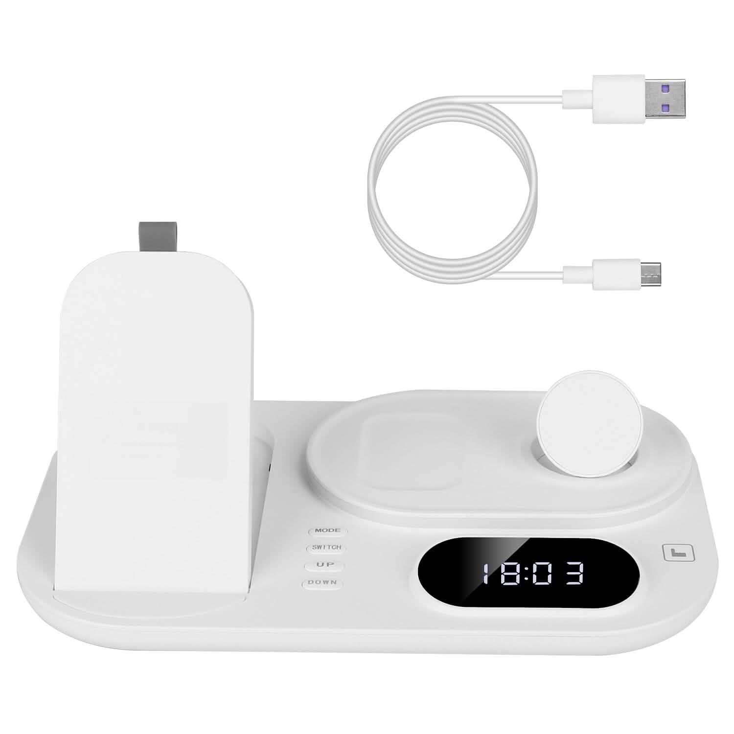 4-in-1 Foldable Wireless Charging Station Stand Dock Mobile Accessories White - DailySale