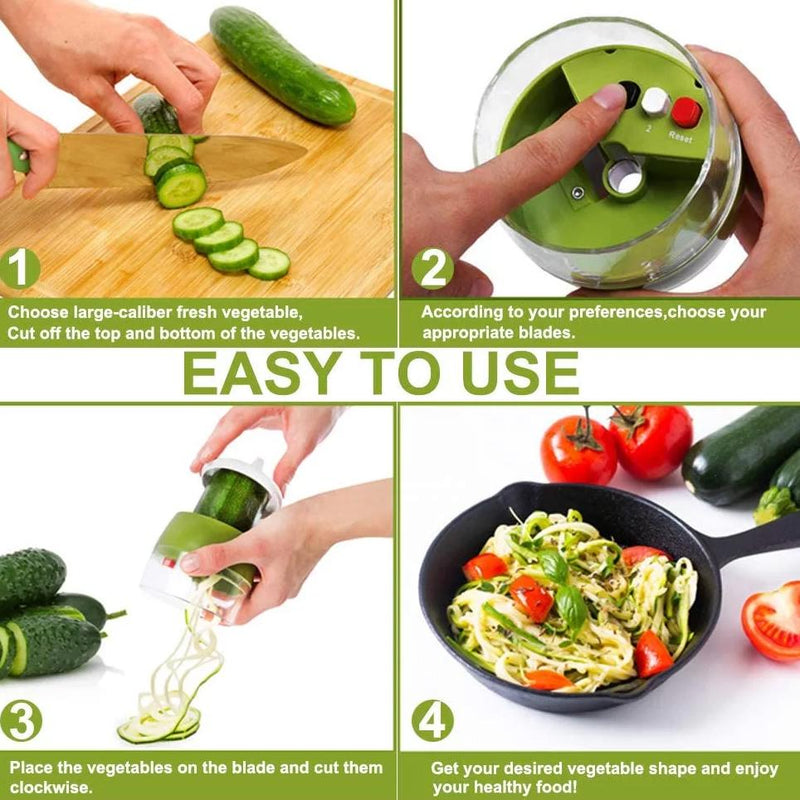 4-in-1 Fruit Vegetable Slicer Adjustable Spiral Grater Kitchen & Dining - DailySale