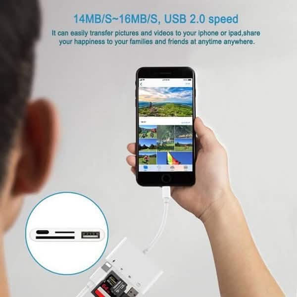 4-in-1 SD/TF Card Reader USB 2.0 Female OTG Adapter Cable Mobile Accessories - DailySale