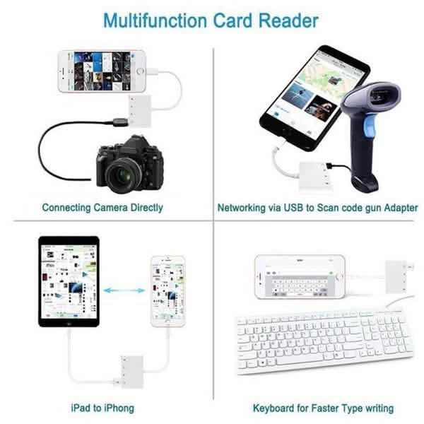 4-in-1 SD/TF Card Reader USB 2.0 Female OTG Adapter Cable Mobile Accessories - DailySale