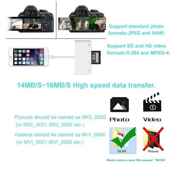 4-in-1 SD/TF Card Reader USB 2.0 Female OTG Adapter Cable Mobile Accessories - DailySale