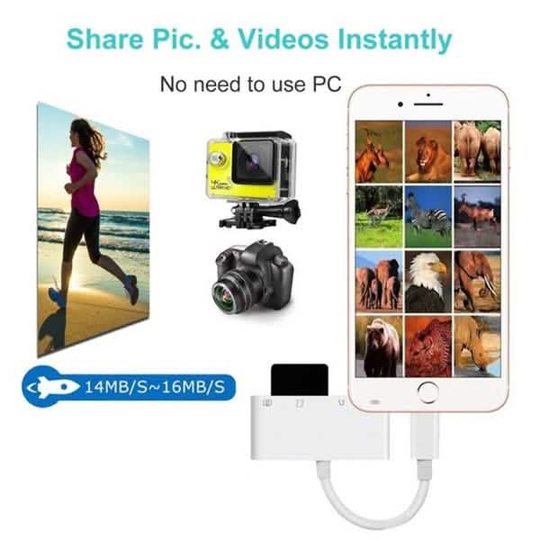 4-in-1 SD/TF Card Reader USB 2.0 Female OTG Adapter Cable Mobile Accessories - DailySale
