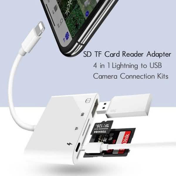 4-in-1 SD/TF Card Reader USB 2.0 Female OTG Adapter Cable Mobile Accessories - DailySale