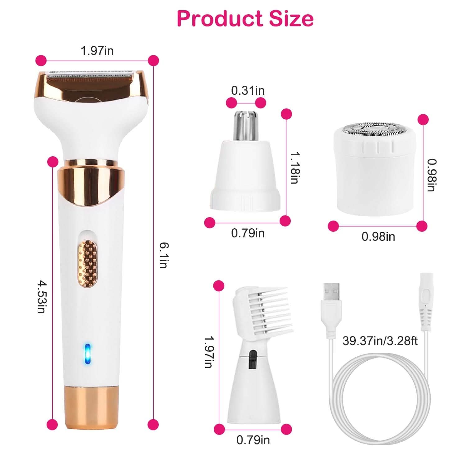 4-in-1 Women Electric Hair Shaver USB Rechargeable Beauty & Personal Care - DailySale