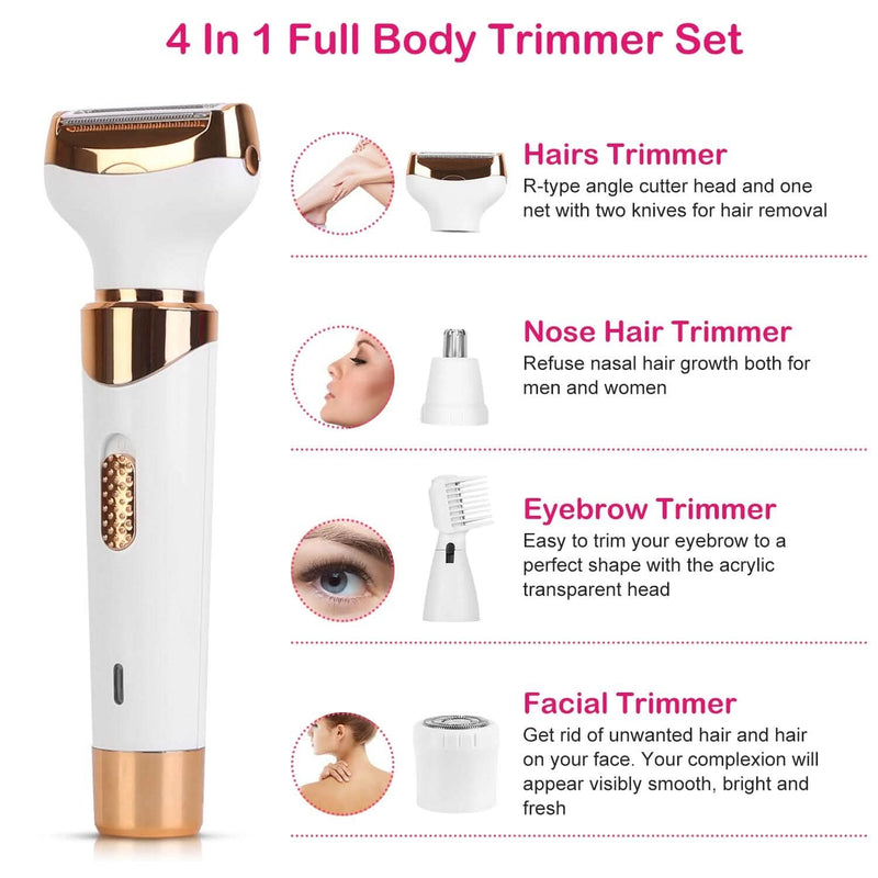 4-in-1 Women Electric Hair Shaver USB Rechargeable Beauty & Personal Care - DailySale