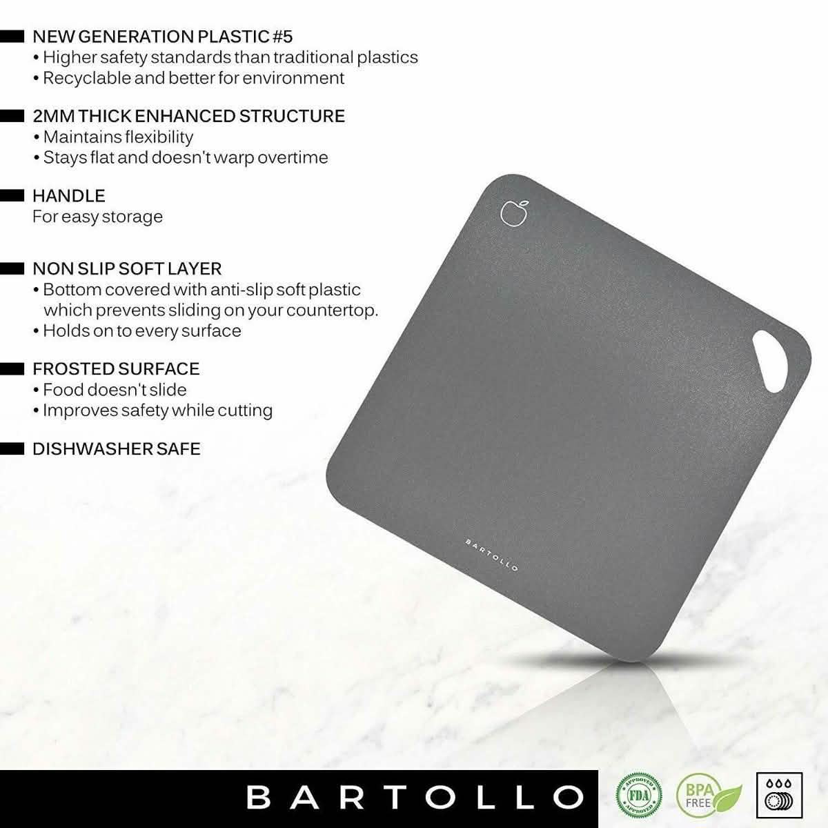 4-Pack: Bartollo Non-Slip Cutting Boards with Free Knife Kitchen Essentials - DailySale