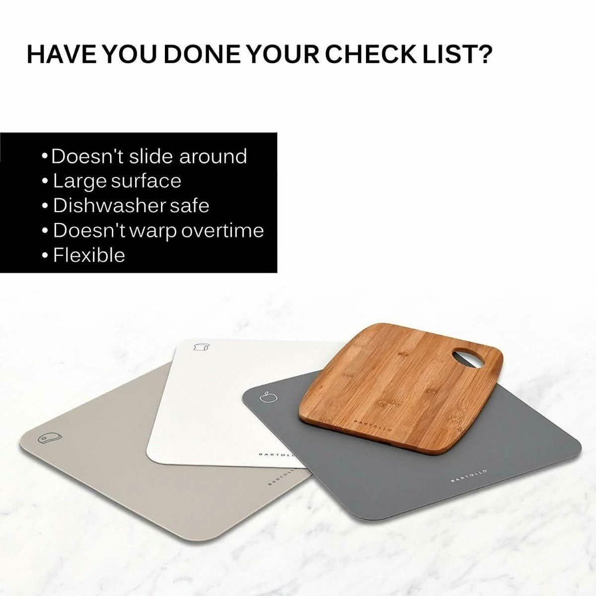 4-Pack: Bartollo Non-Slip Cutting Boards with Free Knife Kitchen Essentials - DailySale