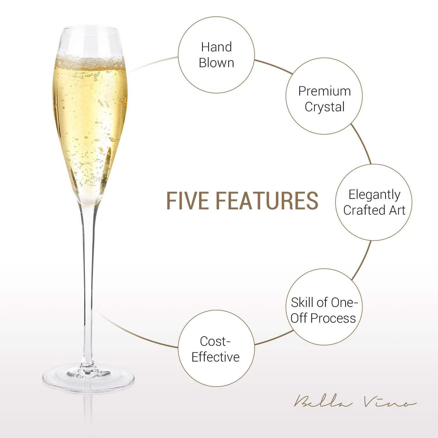 4-Pack: Bella Vino Standard Hand Blown Crystal Red/White Wine Glasses Everything Else - DailySale