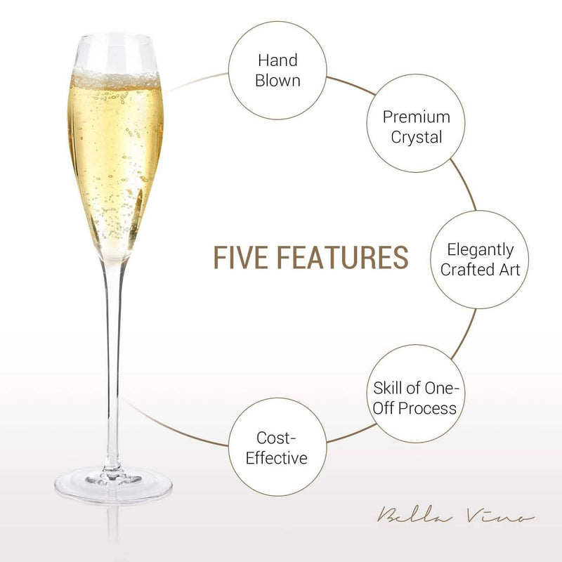 4-Pack: Bella Vino Standard Hand Blown Crystal Red/White Wine Glasses Everything Else - DailySale