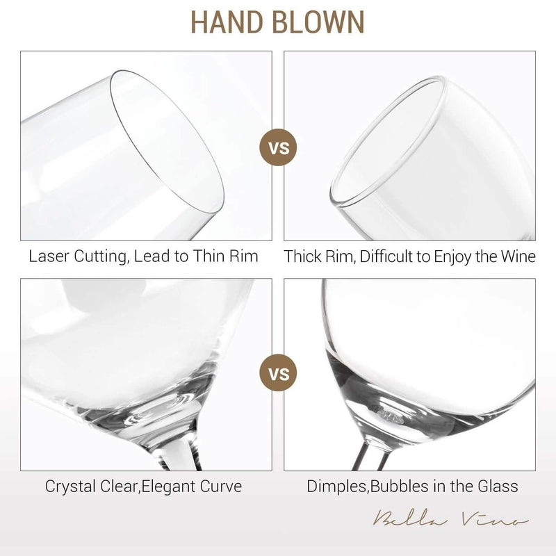 4-Pack: Bella Vino Standard Hand Blown Crystal Red/White Wine Glasses Everything Else - DailySale