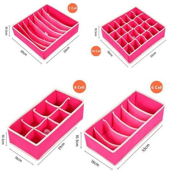 4-Pack: Collapsible Drawer Organizers - Pink Home Essentials - DailySale