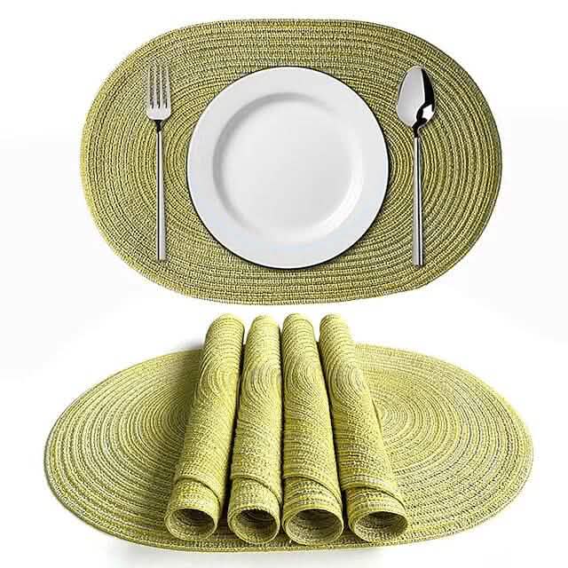 4-Pack: Cotton Oval Dining Mat Wine & Dining Green - DailySale