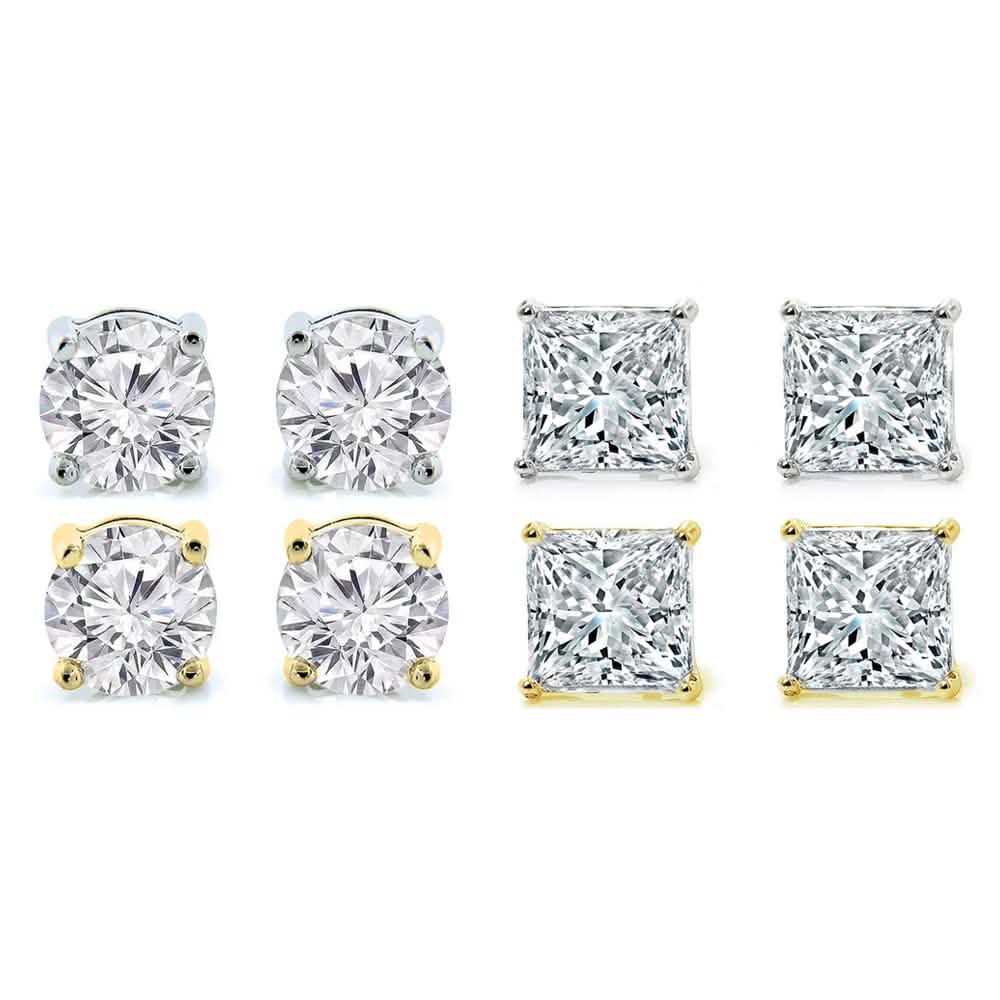4-Pack: Crystal Stud Earrings Set Earrings - DailySale
