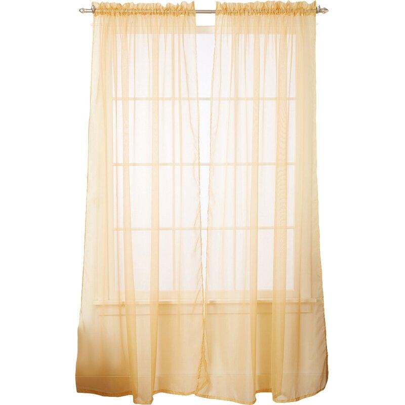 4-Pack: Dorian Solid Sheer Rod Pocket Curtain Panels Furniture & Decor Gold - DailySale