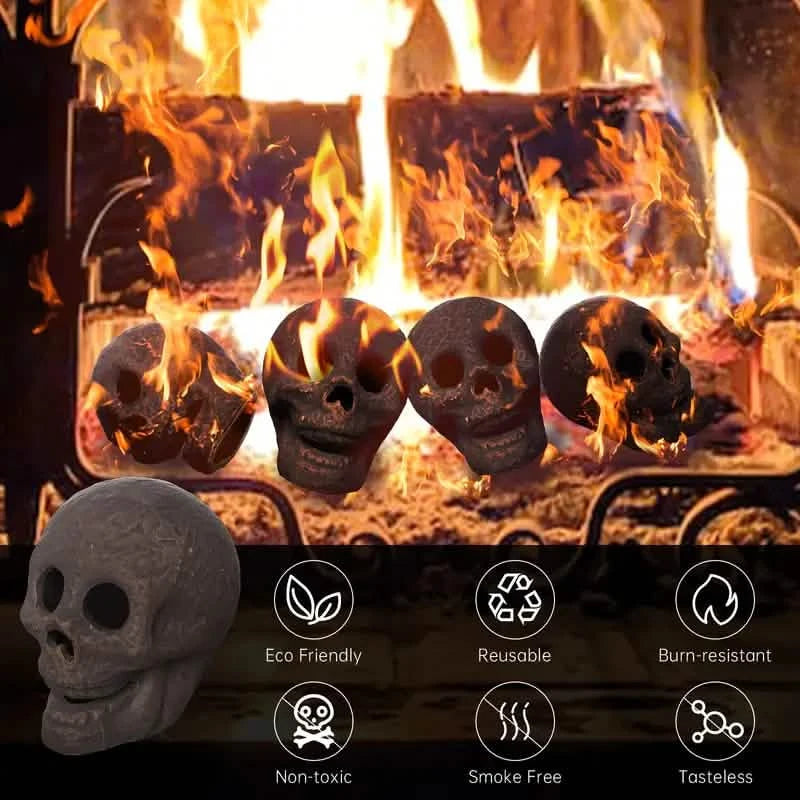 4-Pack: Halloween Fire Pit Skull Ceramic Props Holiday Decor & Apparel - DailySale