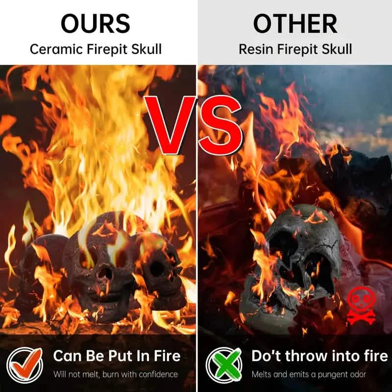 4-Pack: Halloween Fire Pit Skull Ceramic Props Holiday Decor & Apparel - DailySale