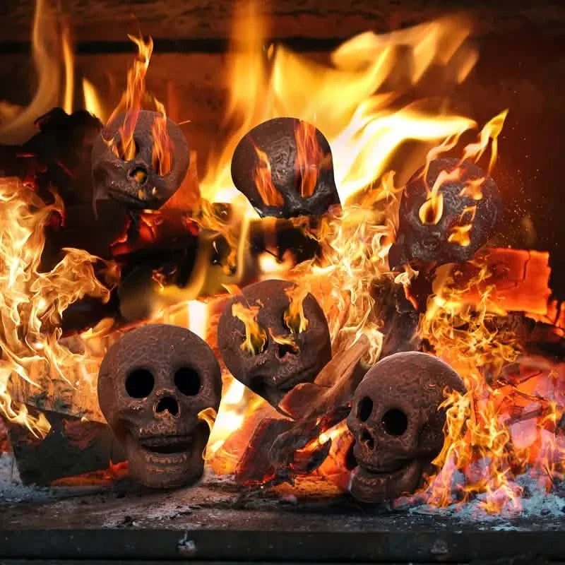 4-Pack: Halloween Fire Pit Skull Ceramic Props Holiday Decor & Apparel - DailySale