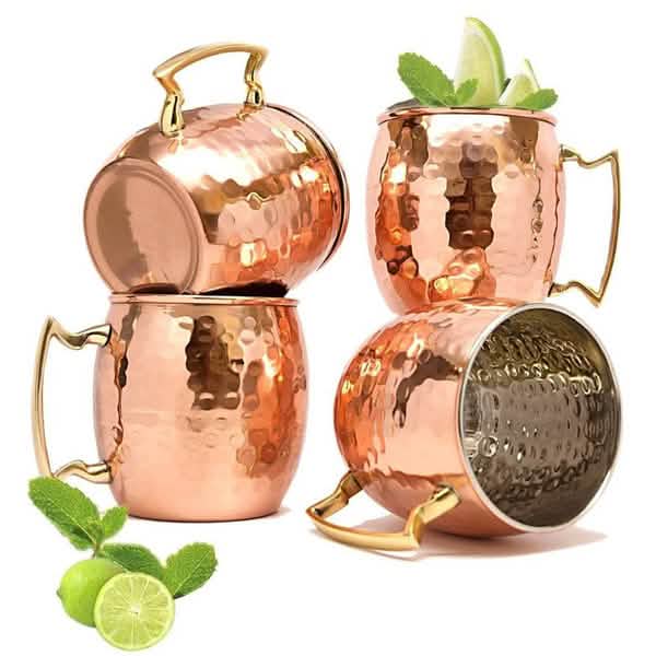 4-Pack: Hammered Copper Plated Moscow Mule Mug Wine & Dining - DailySale