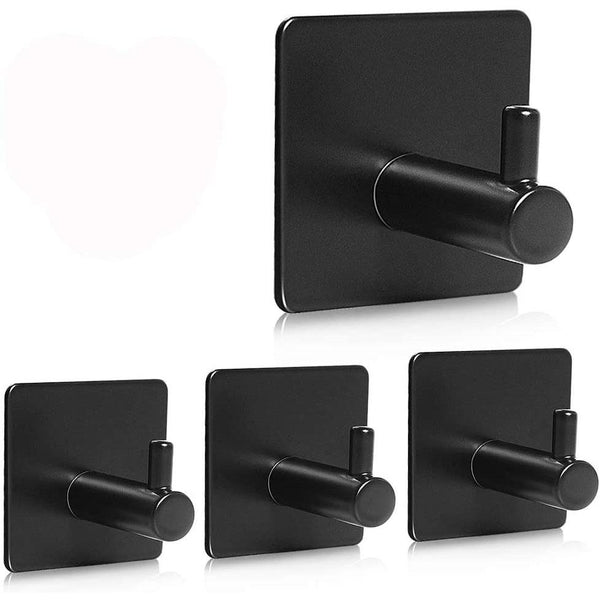 4-Pack: Heavy Duty Durable 304 Stainless Steel Wall Hangers Bath Square Black - DailySale