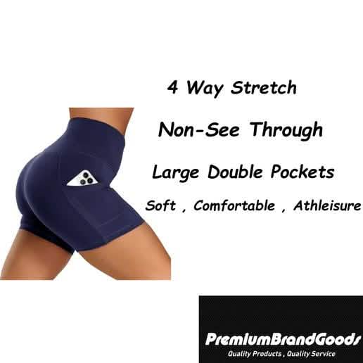4-Pack: High Waist Soft Yoga Shorts for Women with 2 Side Pockets Women's Bottoms - DailySale