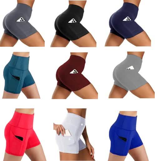 4-Pack: High Waist Soft Yoga Shorts for Women with 2 Side Pockets Women's Bottoms - DailySale