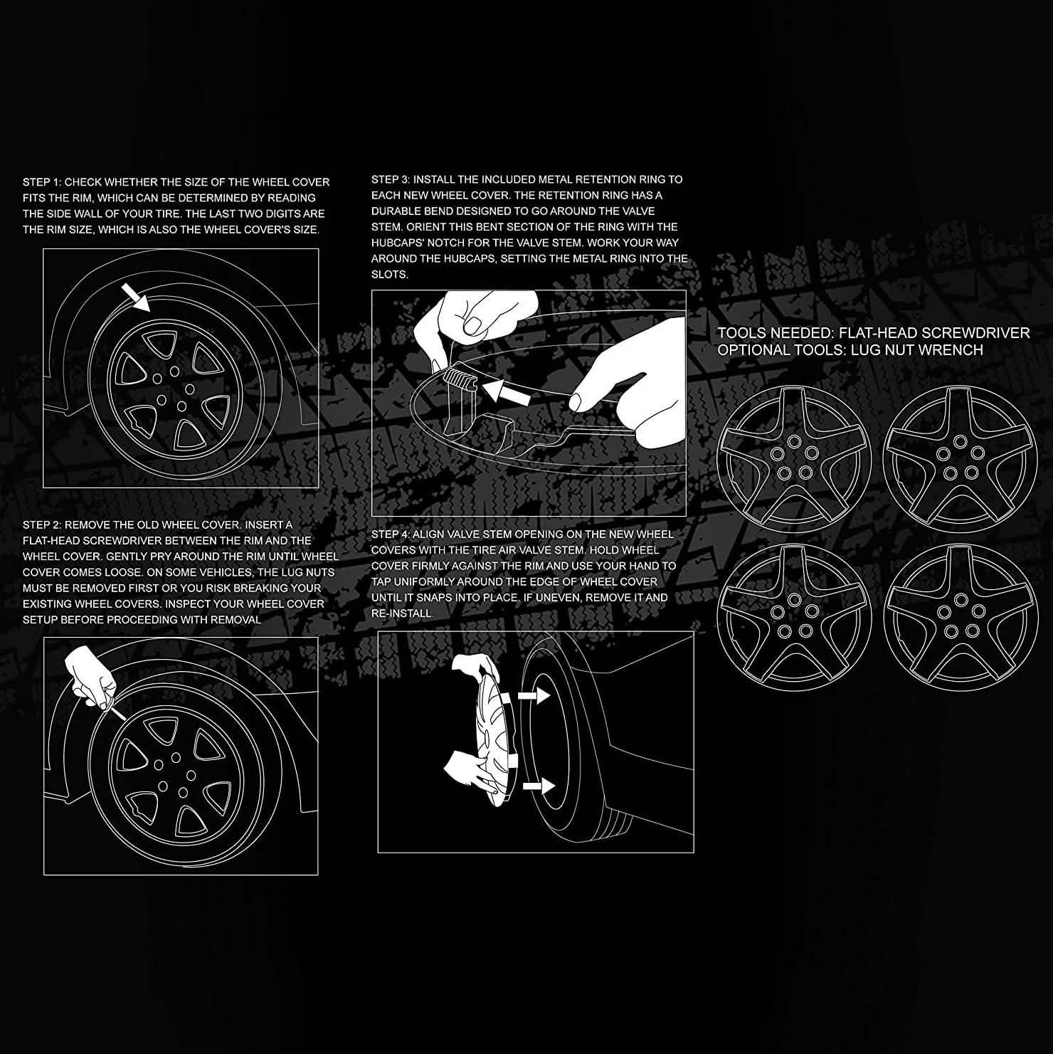 4-Pack: Hubcaps for Honda Civic 14-Inch and 8-Spoke - Silver Automotive - DailySale