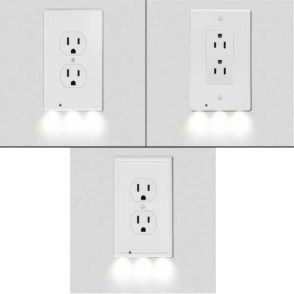 Three views of LED Night Light Outlet Covers