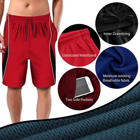 4-Pack: Men's Active Moisture-Wicking Mesh Performance Shorts Men's Bottoms - DailySale