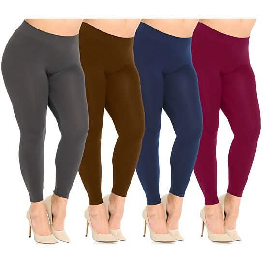 4-Pack: Plus Size Women's Ultra-Soft Stretchy Solid Yoga Leggings Women's Bottoms - DailySale