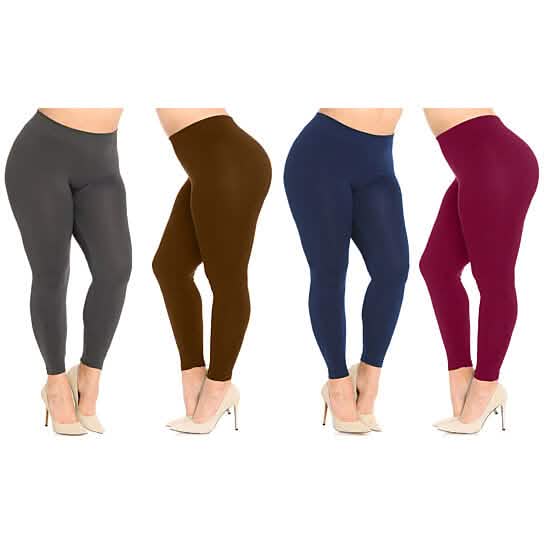4-Pack: Plus Size Women's Ultra-Soft Stretchy Solid Yoga Leggings Women's Bottoms - DailySale