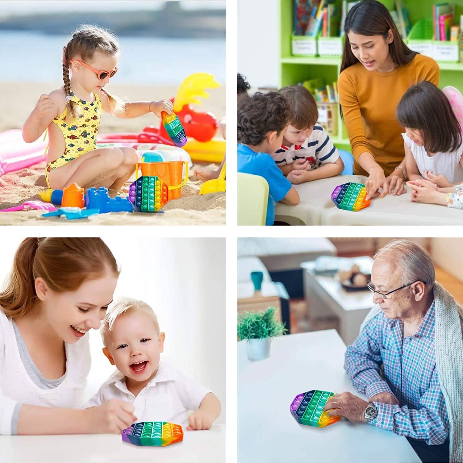 4-Pack: Rainbow Pop-It Bubble Popper Toys & Games - DailySale