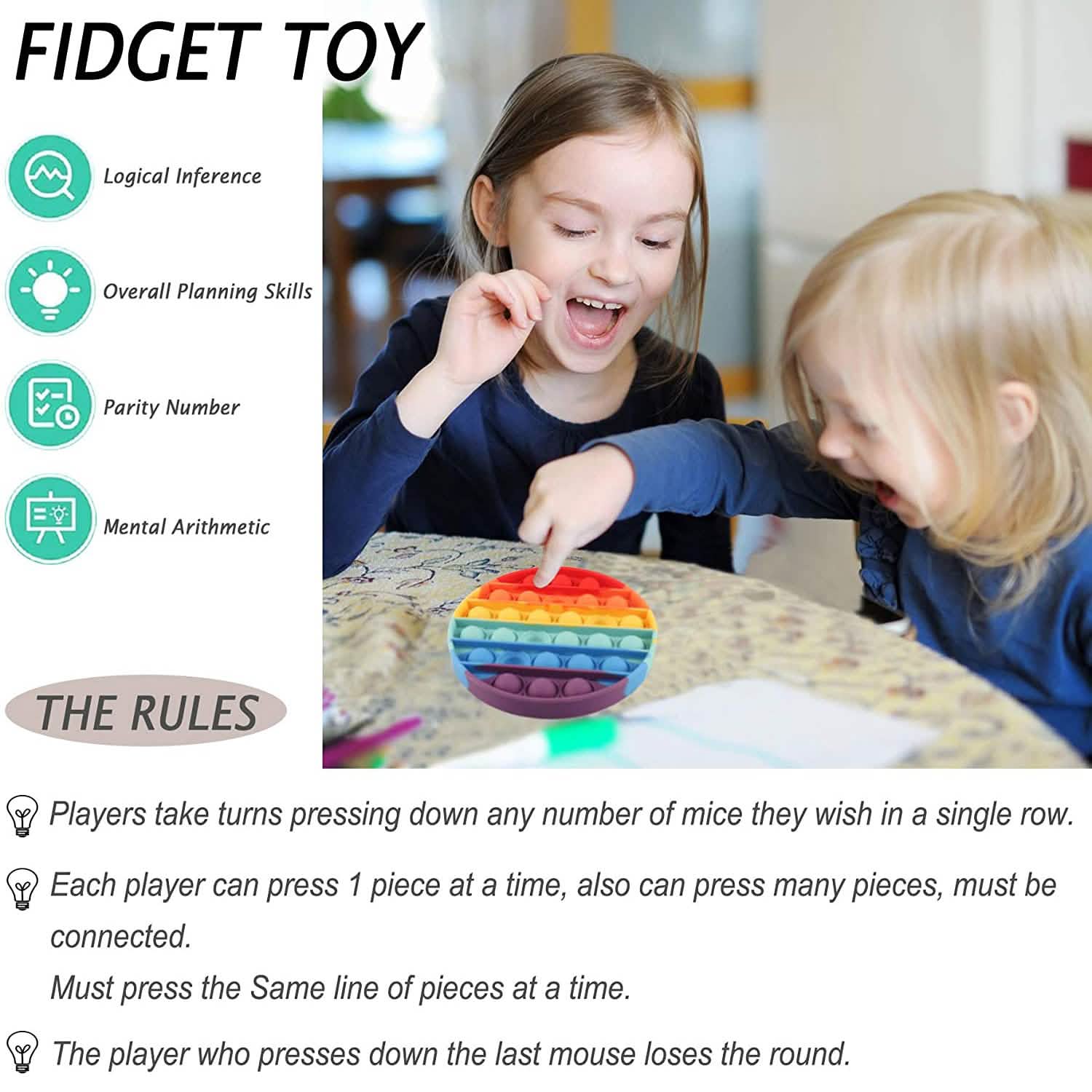 4-Pack: Rainbow Pop-It Bubble Popper Toys & Games - DailySale