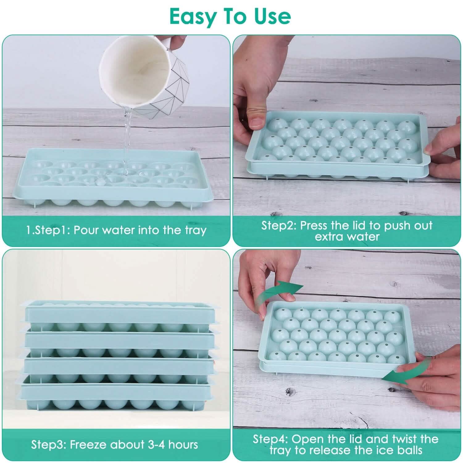 4-Pack: Small Ice Cube Maker Mold with Lid Bin Kitchen Tools & Gadgets - DailySale