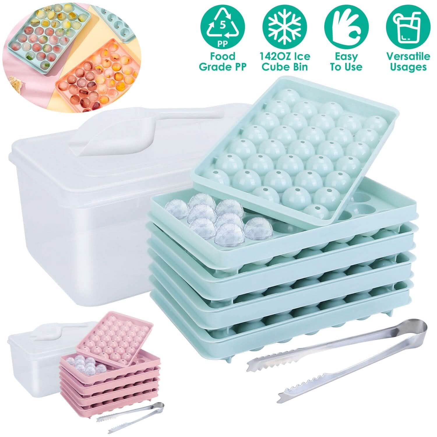 4-Pack: Small Ice Cube Maker Mold with Lid Bin Kitchen Tools & Gadgets - DailySale