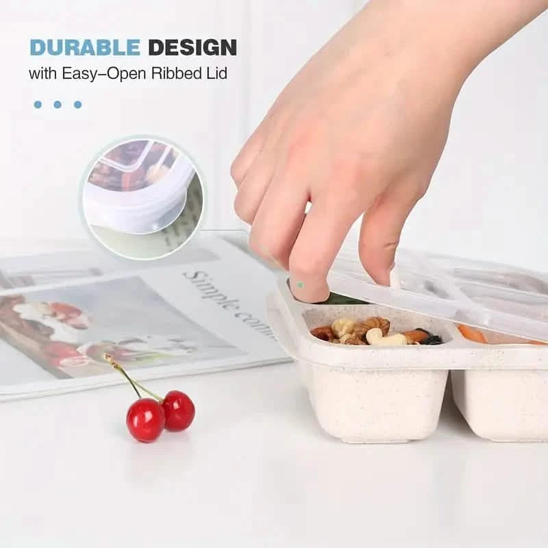 4-Pack: Snack Container With 4 Compartments, Divided Bento Lunch Box With Transparent Lids Kitchen Storage - DailySale